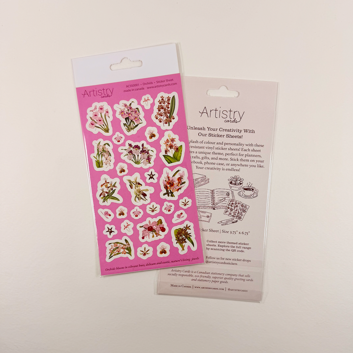 Vintage Orchid Vinyl KissCut Stickers – Botanical Flowers