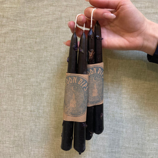 Candles - Beeswax - Black Botanical Tapers