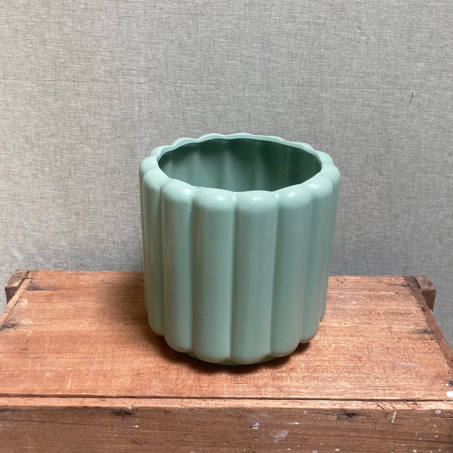 Ceramic Pot - Blue Green Vertical Bubble