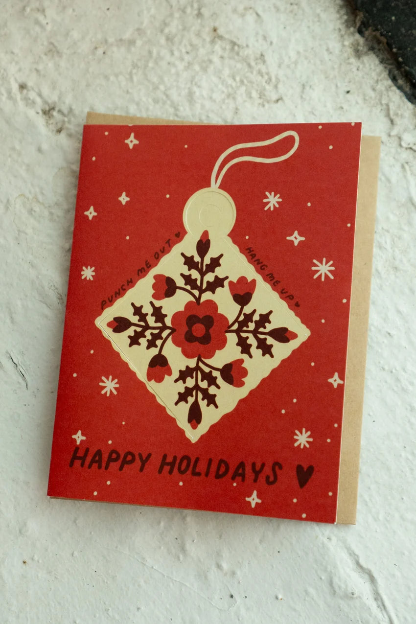 Card: Holiday - Happy Holidays - Floral Ornament