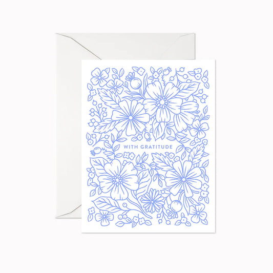 Card: Thank You - Gratitude Blue Flowers
