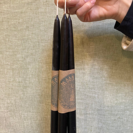 Candles - Beeswax - Black Tapers