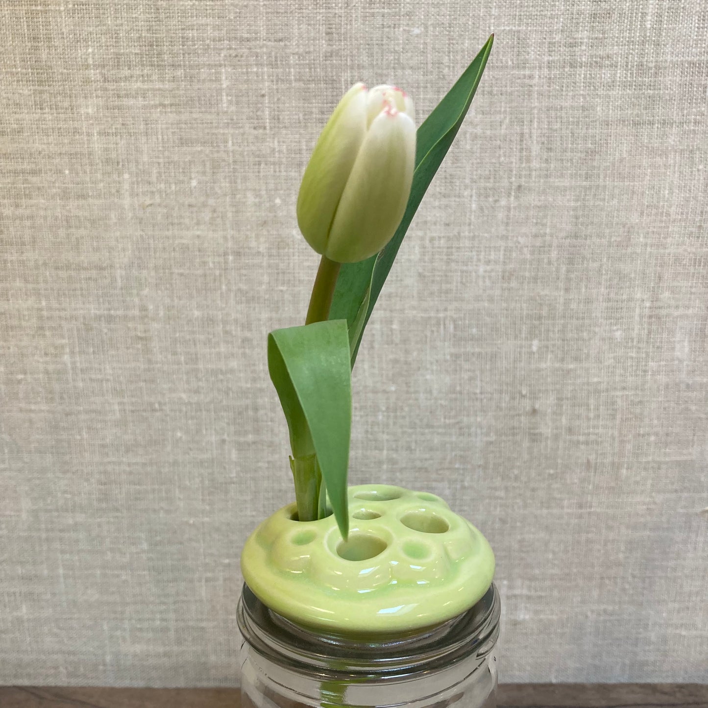 Ceramic - Mason Jar Topper / Flower Frog.