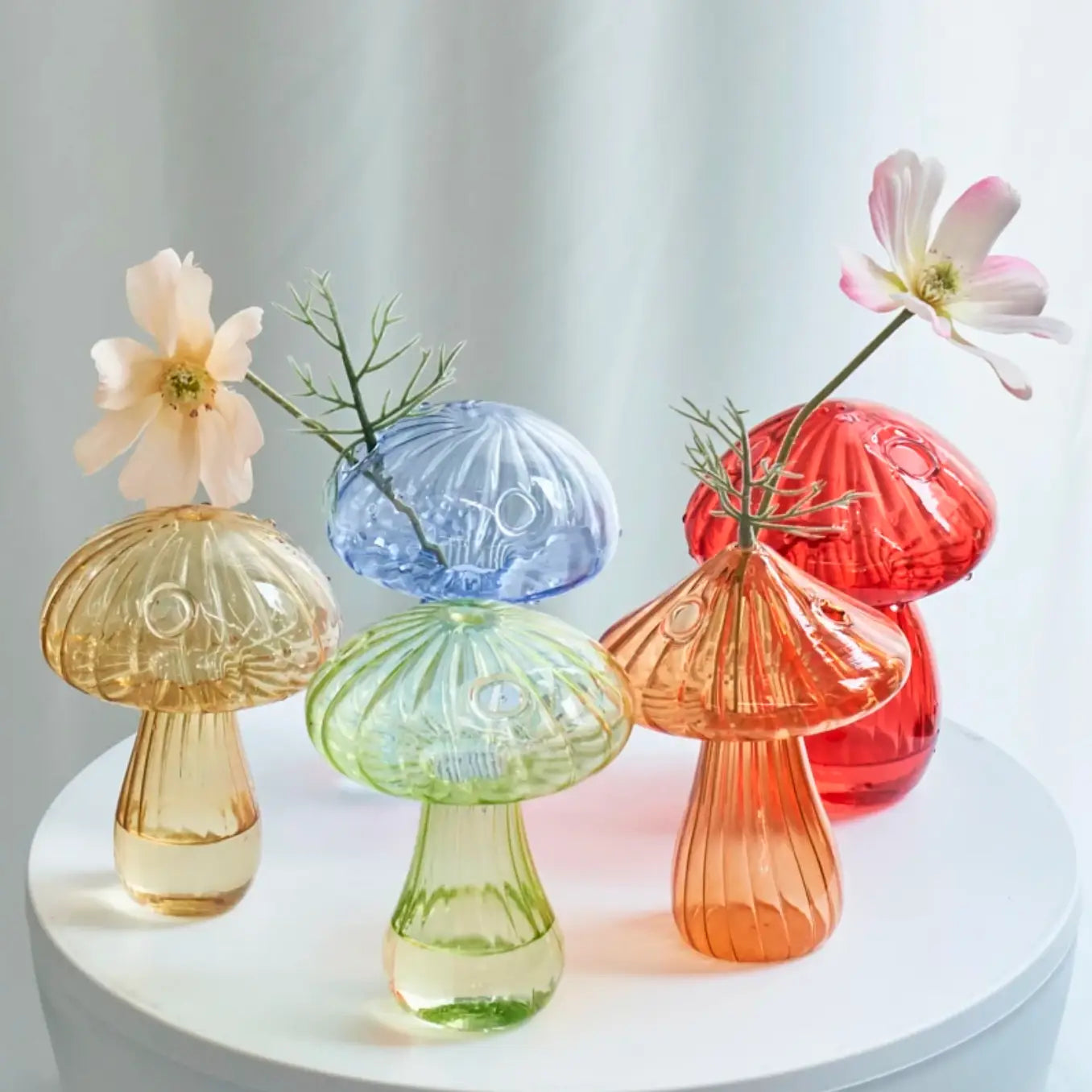 Bud Vase - Coloured Glass Mushroom
