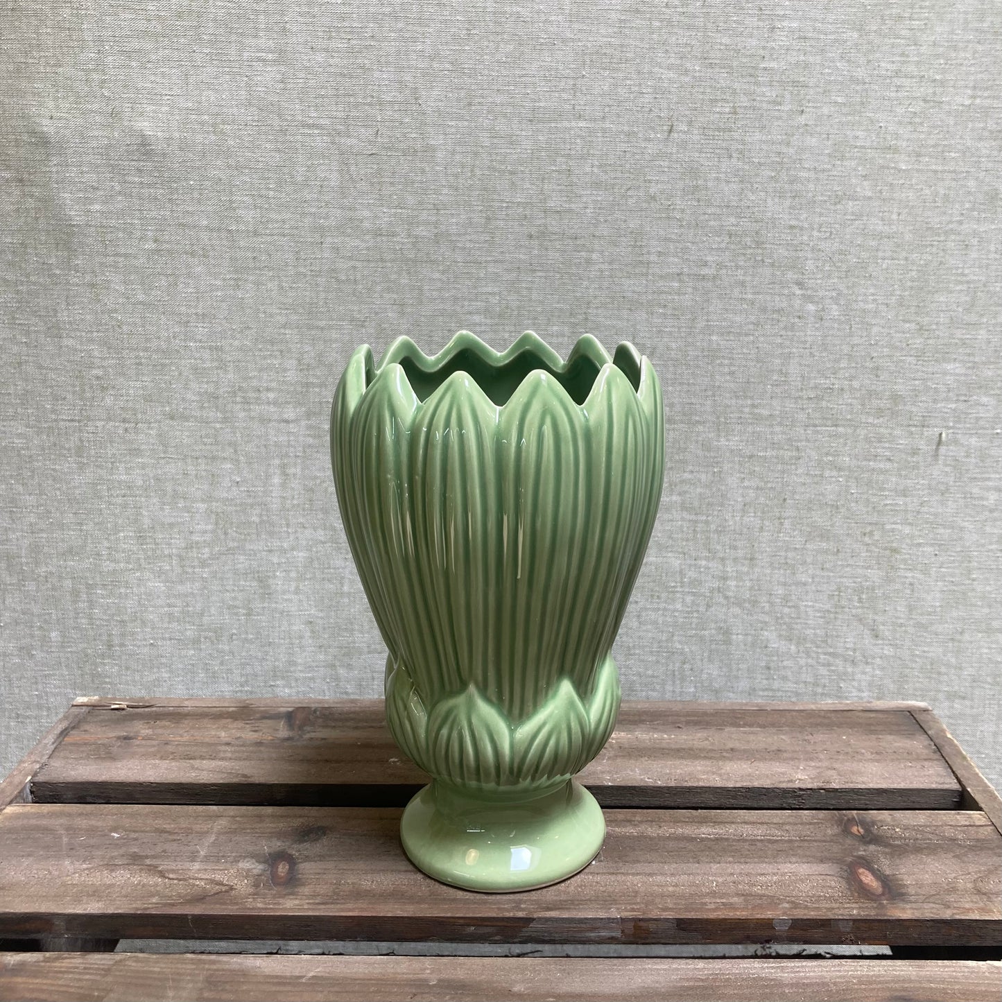 Ceramic Vase - Green Flower