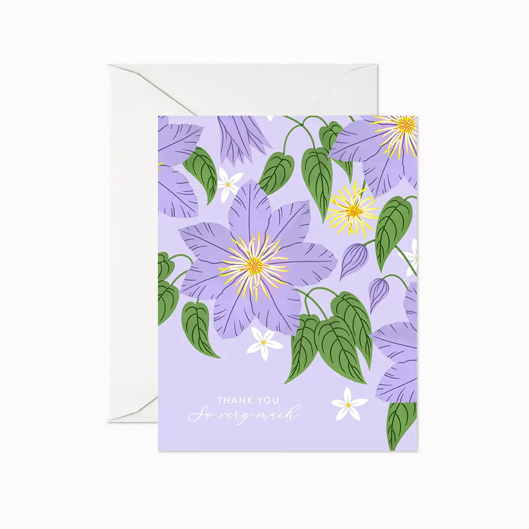 Card: Thank You - Thank you So Very Much - Clematis