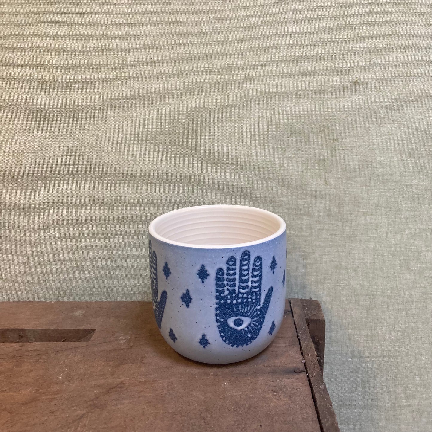 Ceramic Pot - Blue Mystic Hand