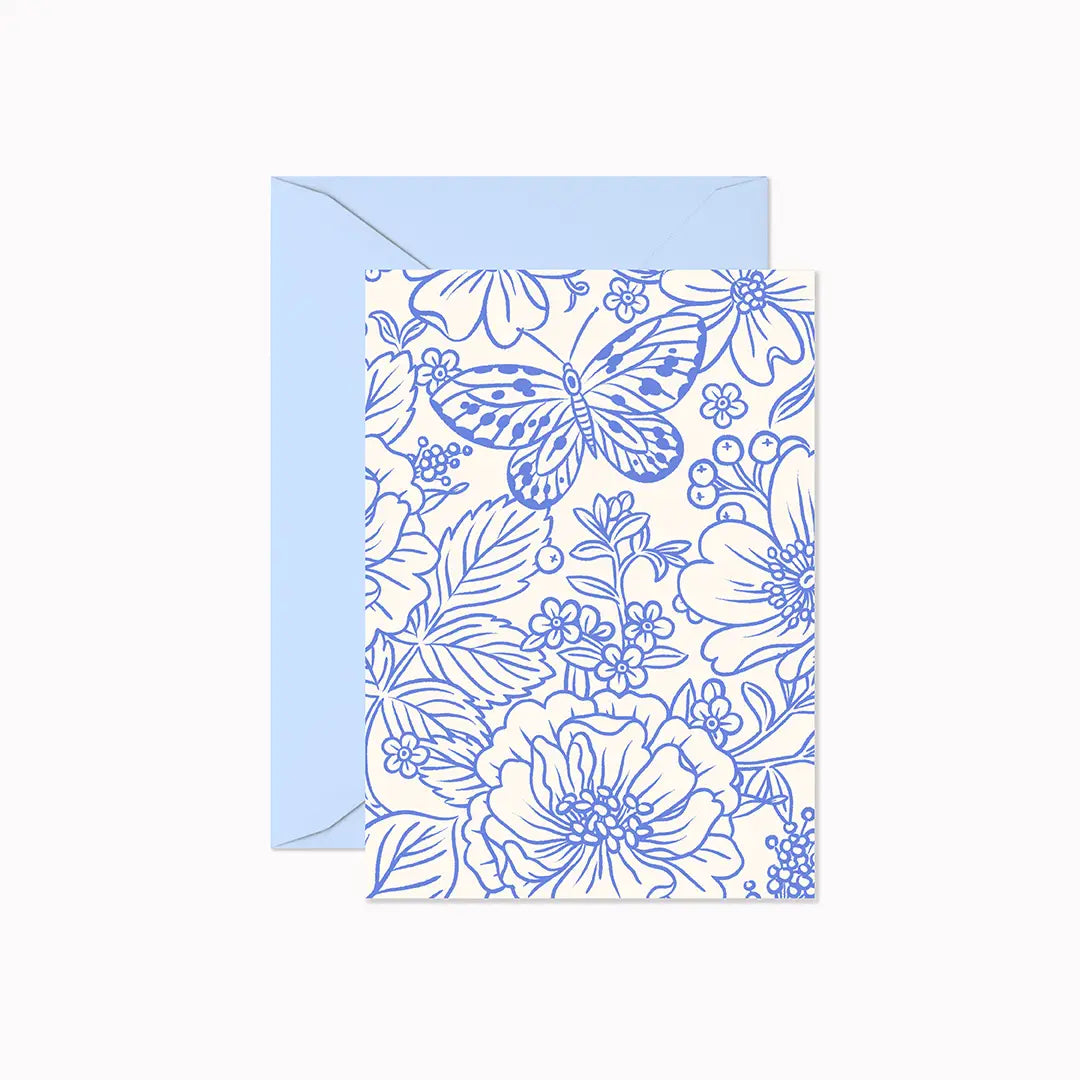 Card: Mini Flower Card - Blue Flowers (Butterfly)
