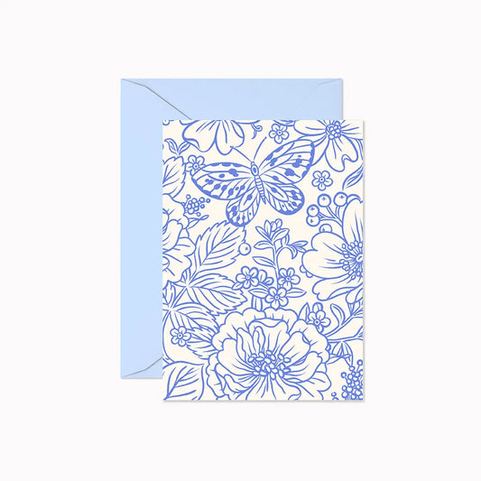 Card: Mini Flower Card - Blue Flowers (Butterfly)