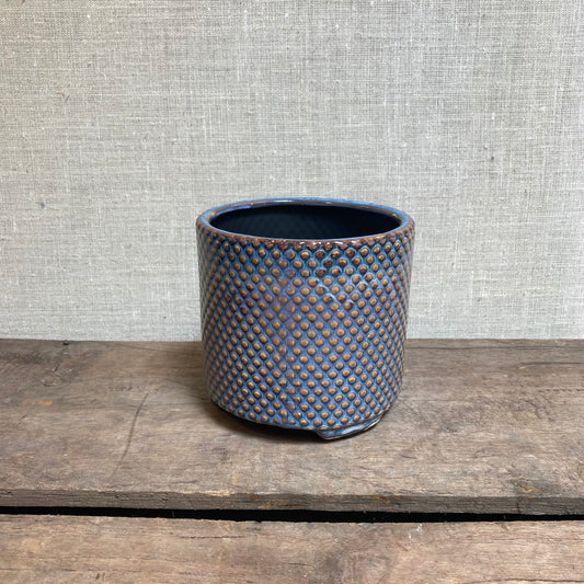 Ceramic Pot - Blue Wash Dots