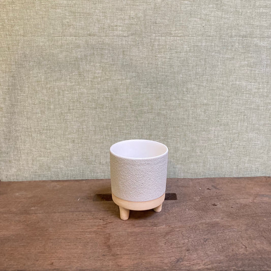 Ceramic Pot - White Mini with Feet