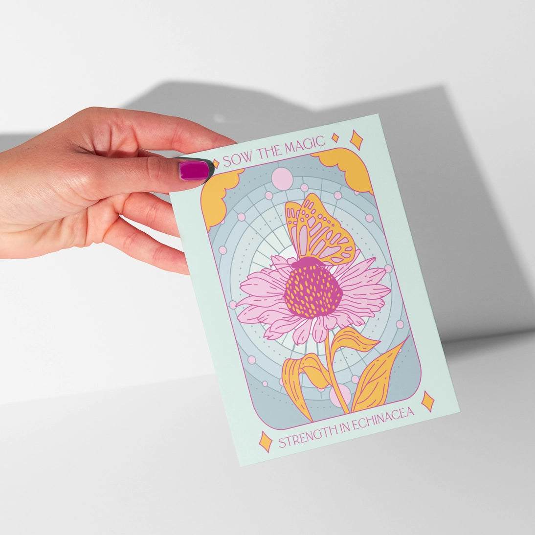 Card: Tarot Strength in Echinacea