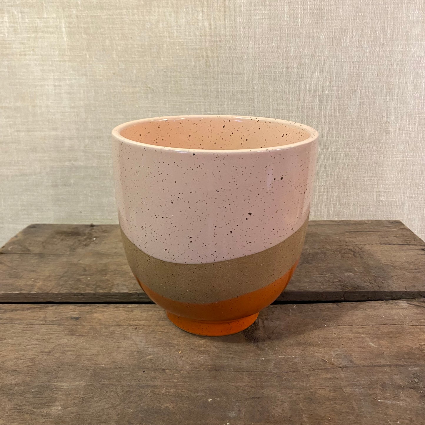 Ceramic Pot - Pink / Orange Tricolour