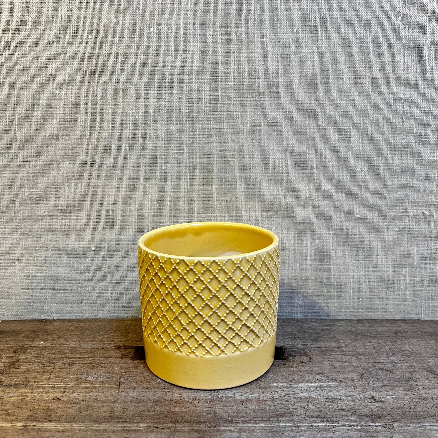 Ceramic Pot - Yellow Waffle Glaze
