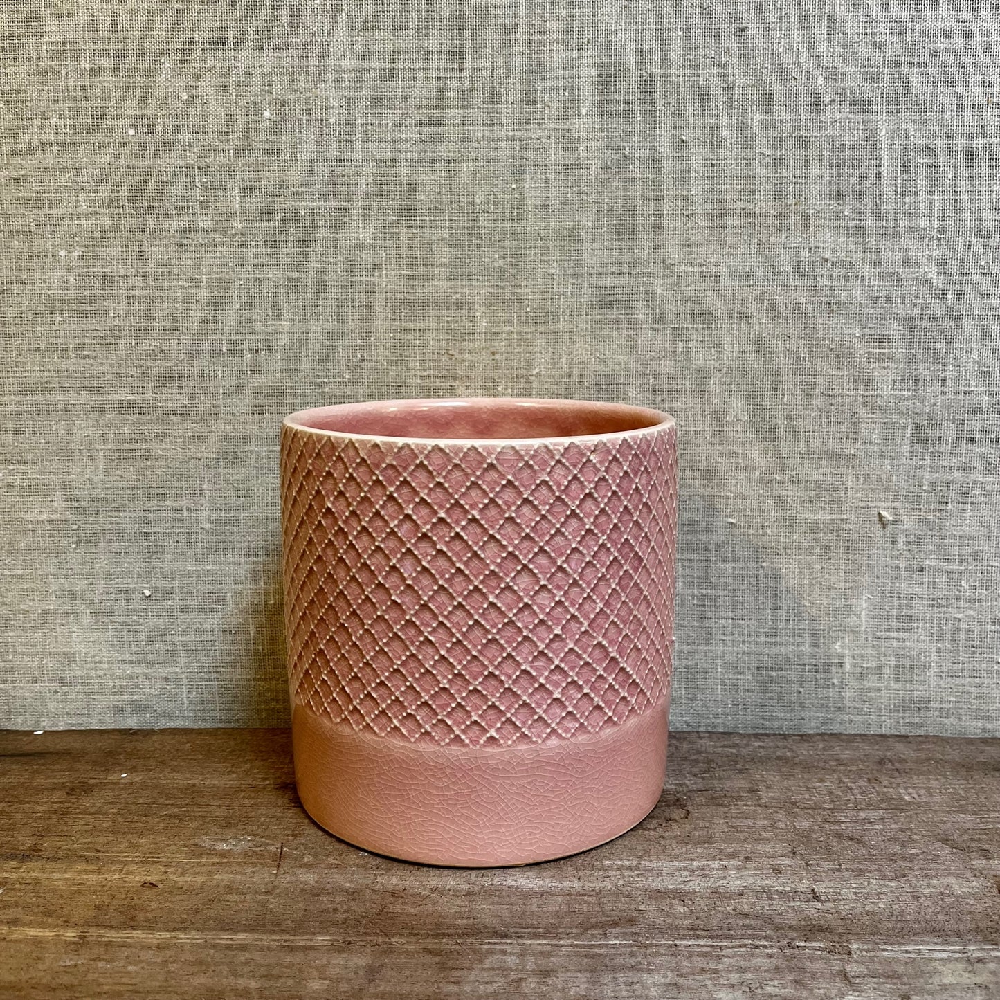 Ceramic Pot - Pink Waffle Glaze