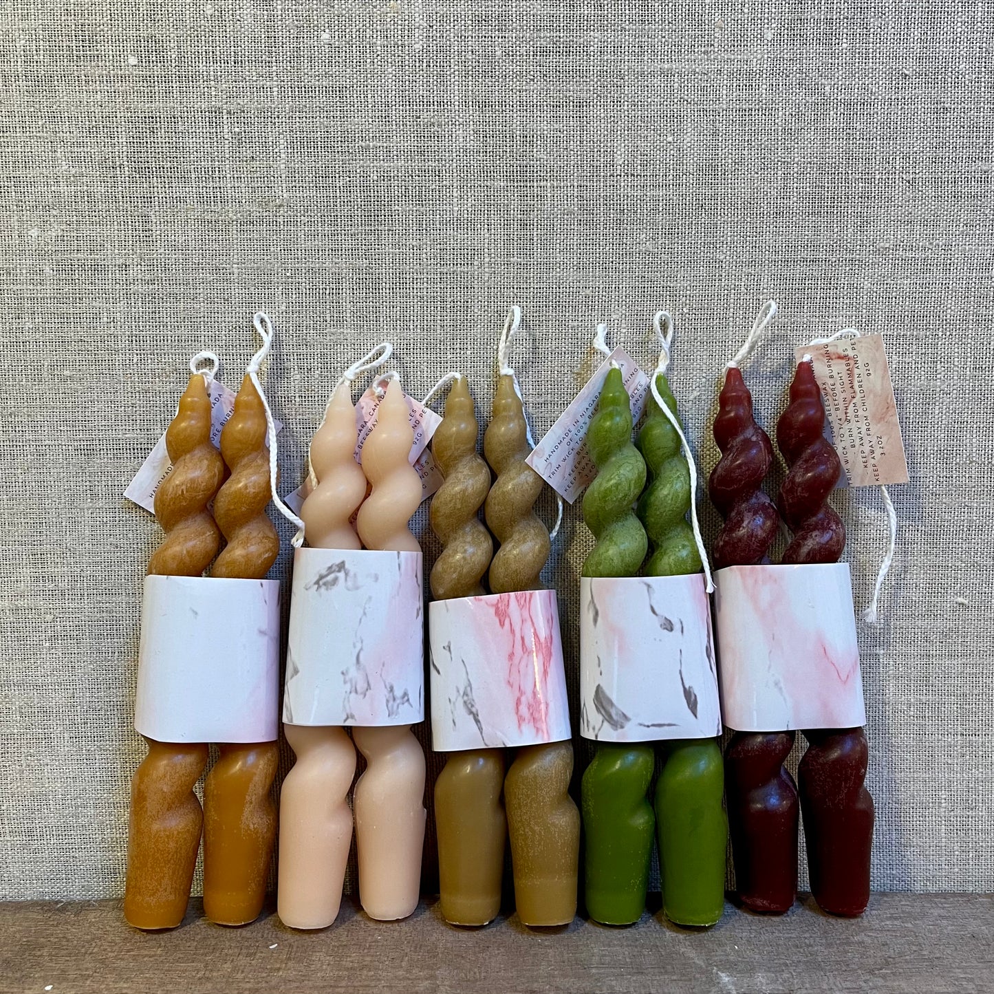 Candles - Beeswax - Twisted Taper - Coloured