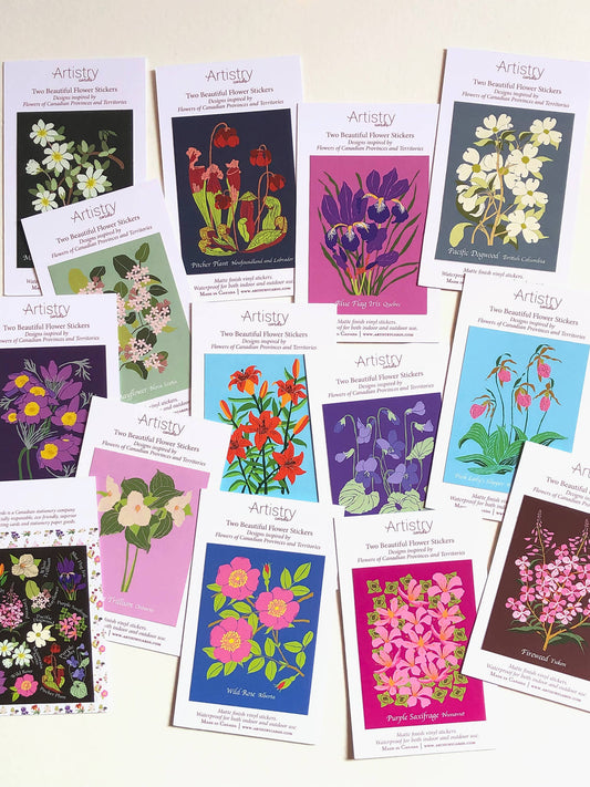 Flowers of Canada + Priovince/Territory Vinyl Stickers (2-Pack)