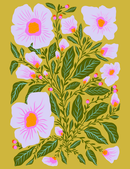 Art Print - Green and Lilac Blooms