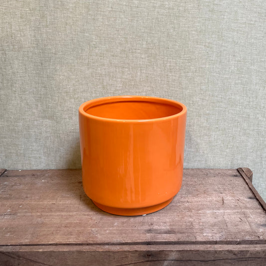 Ceramic Pot - Orange Cylinder