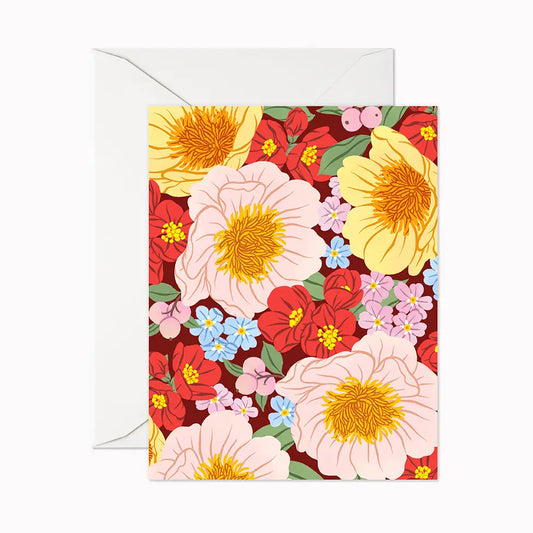 Card: Floral - In Bloom - pink, red, yellow