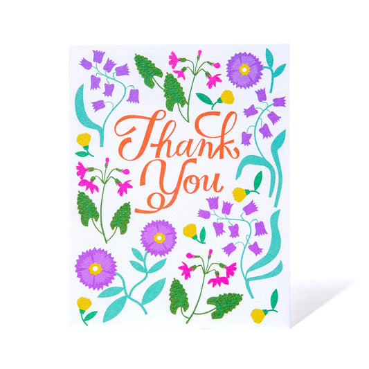 Card: Thank you Pretty Flowers Purple