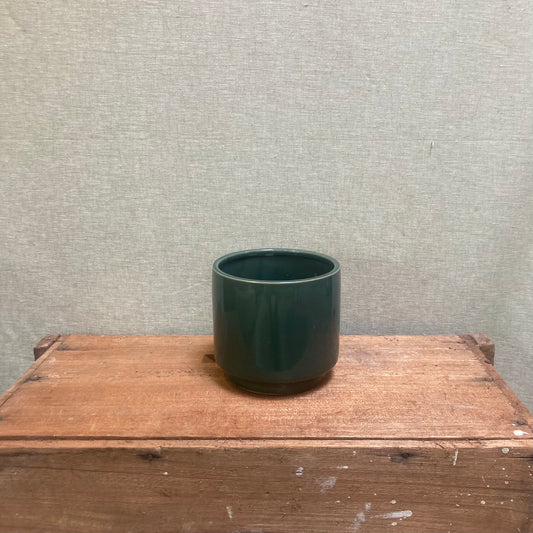 Ceramic Pot - Dark Green Cylinder