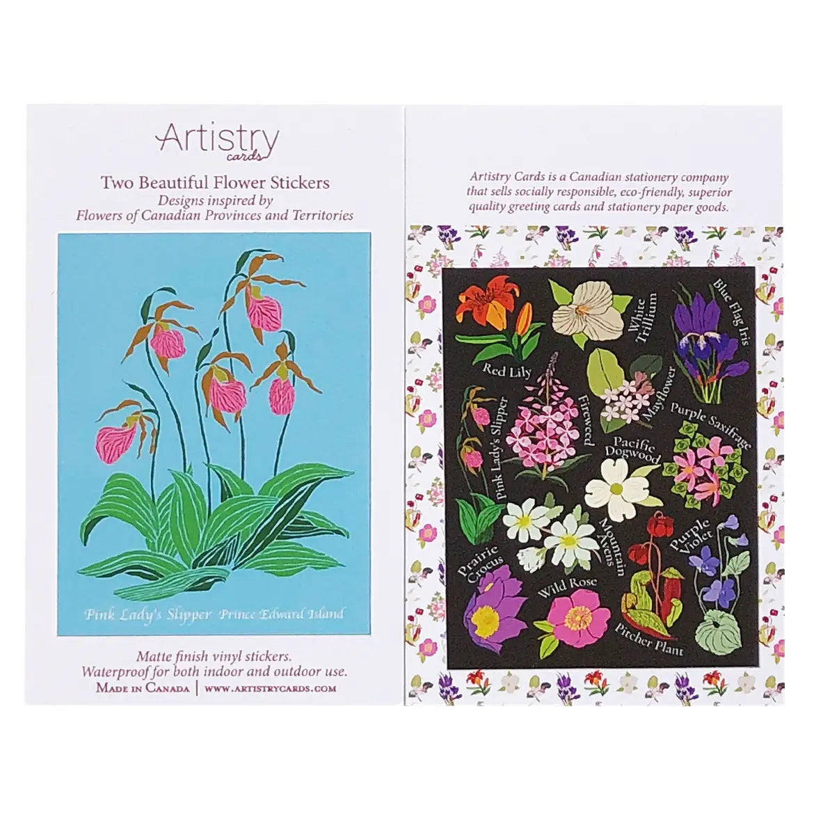 Flowers of Canada + Priovince/Territory Vinyl Stickers (2-Pack)