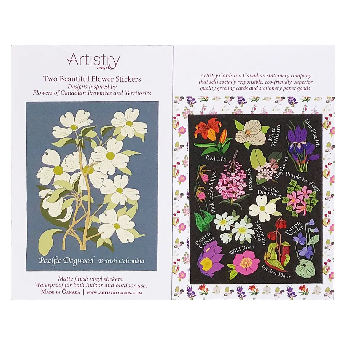 Flowers of Canada + Priovince/Territory Vinyl Stickers (2-Pack)