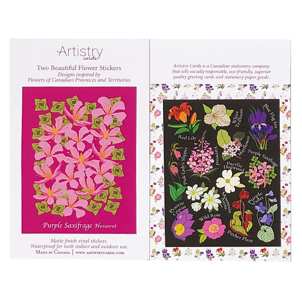 Flowers of Canada + Priovince/Territory Vinyl Stickers (2-Pack)