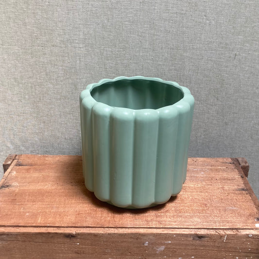 Ceramic Pot - Blue Green Vertical Bubble