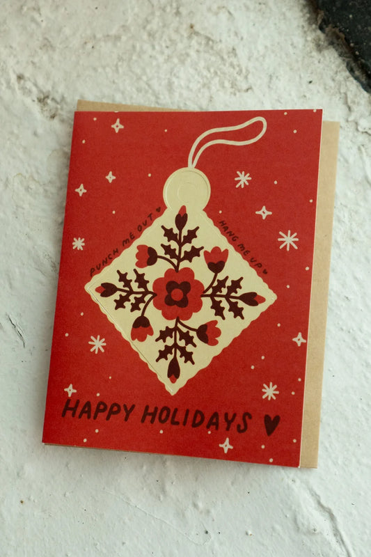 Card: Holiday - Happy Holidays - Floral Ornament