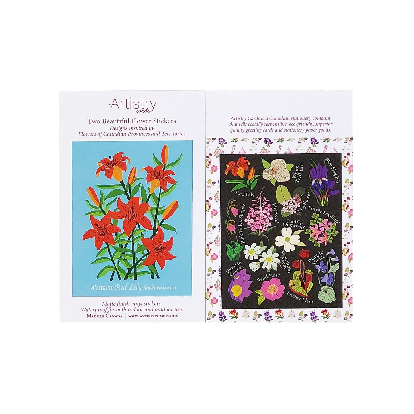 Flowers of Canada + Priovince/Territory Vinyl Stickers (2-Pack)