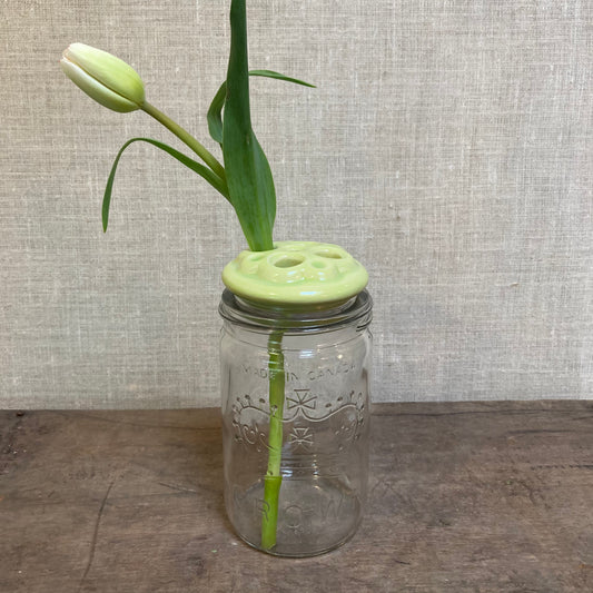 Ceramic - Mason Jar Topper / Flower Frog.