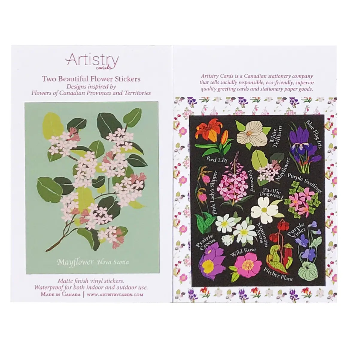 Flowers of Canada + Priovince/Territory Vinyl Stickers (2-Pack)