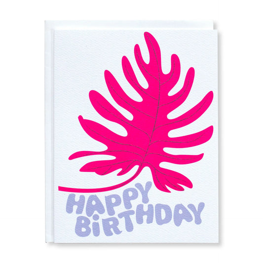 Card: Happy Birthday - Pink Leaf