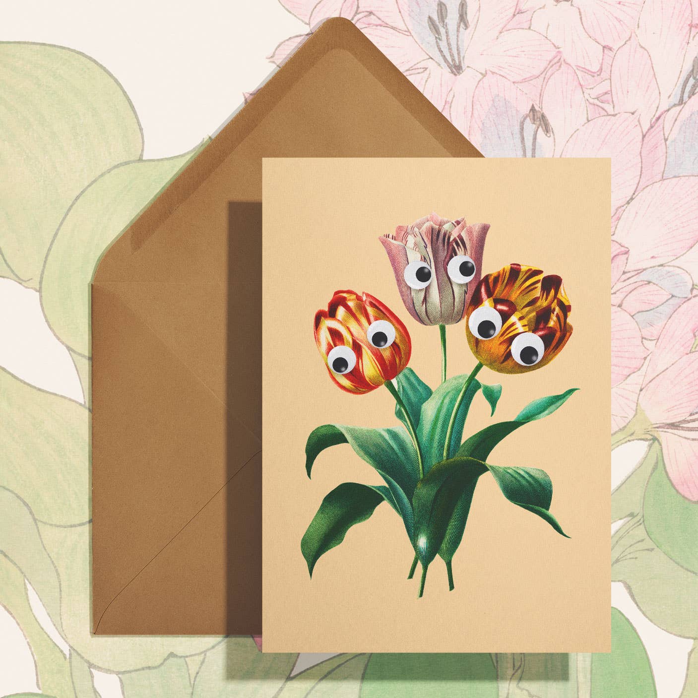 Card - Googly Tulips