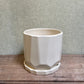 Ceramic Pot - White Faceted with Saucer