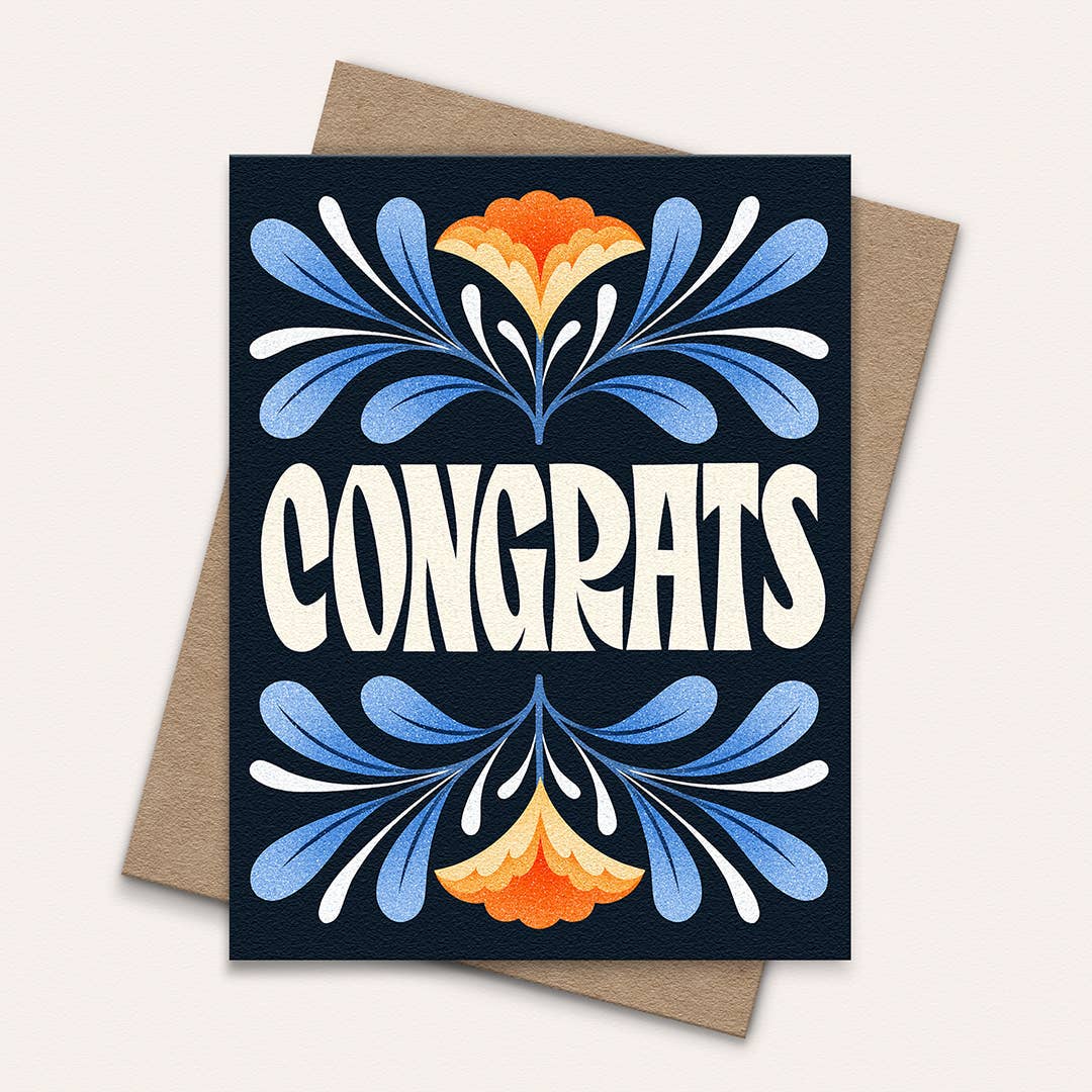 Card - Congratulations - Blue and Orange