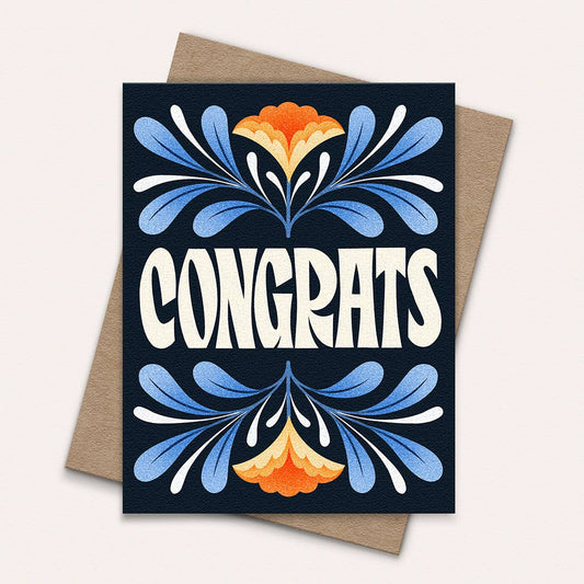 Card - Congratulations - Blue and Orange