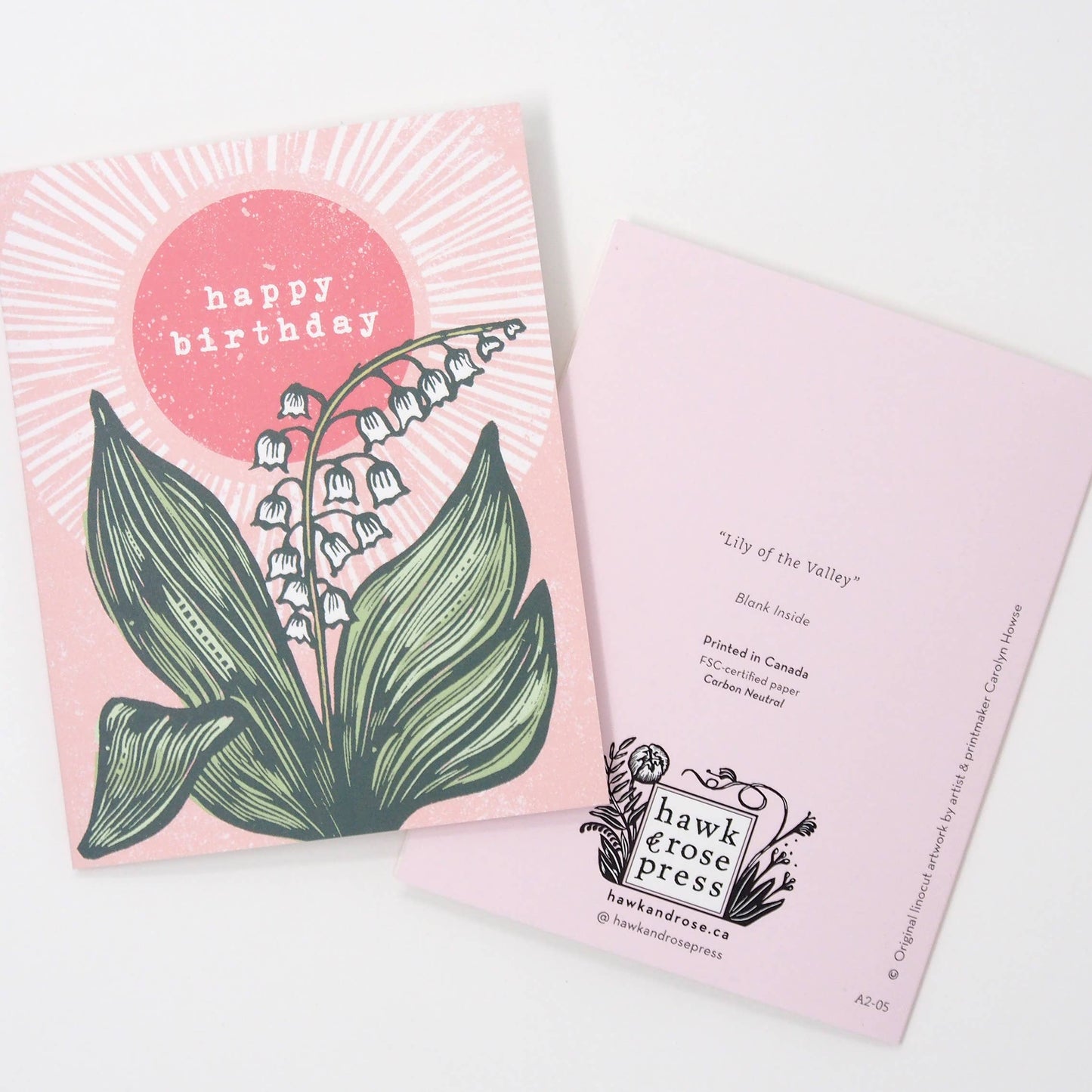 Card - Birthday - Linocut - Lily of the Valley