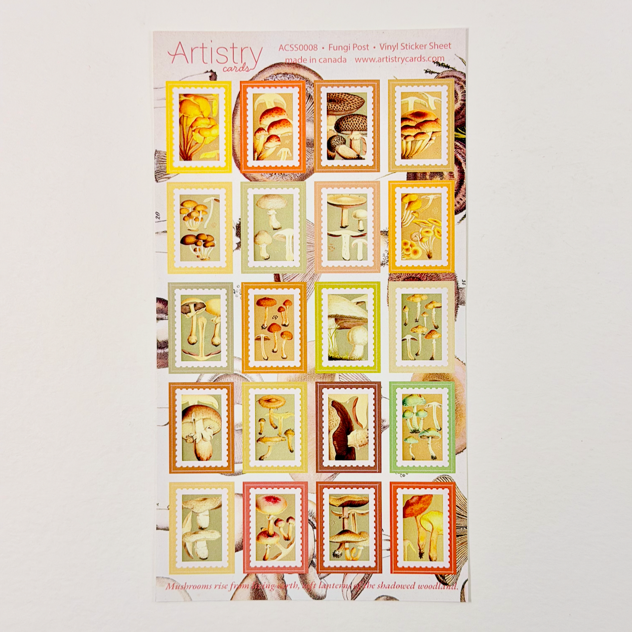 Mushroom Stamp Sticker Sheet – Vintage Botanical Fungi