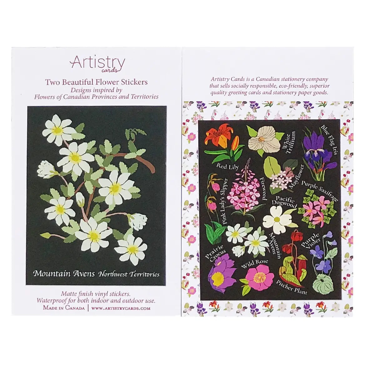 Flowers of Canada + Priovince/Territory Vinyl Stickers (2-Pack)