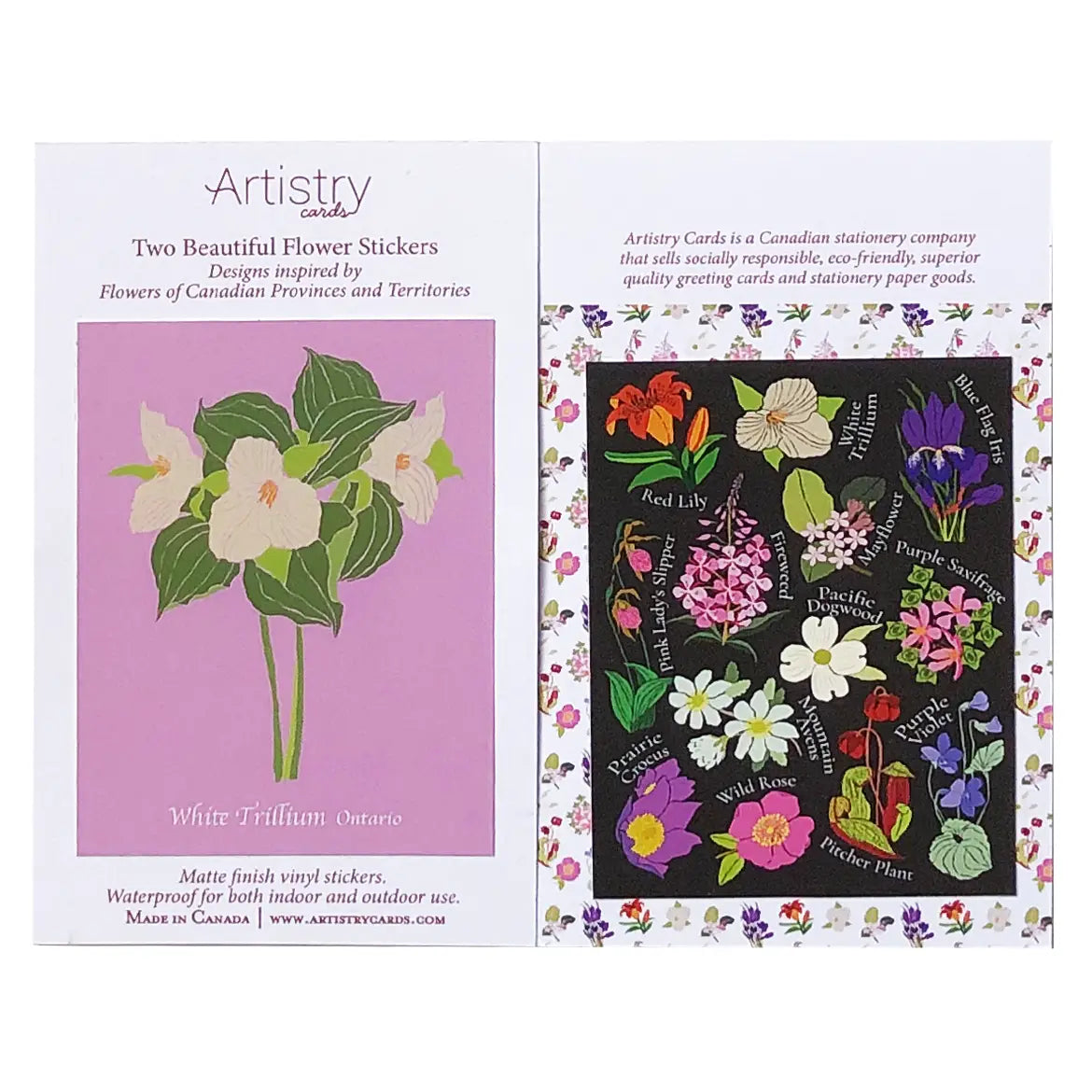 Flowers of Canada + Priovince/Territory Vinyl Stickers (2-Pack)