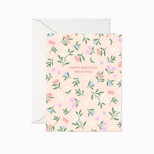 Card: Happy Birthday Beautiful - Pink Floral
