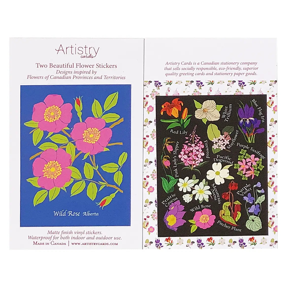 Flowers of Canada + Priovince/Territory Vinyl Stickers (2-Pack)