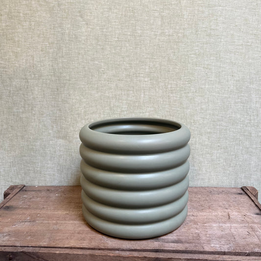 Ceramic Pot - Green/Gray Pastel Cloud