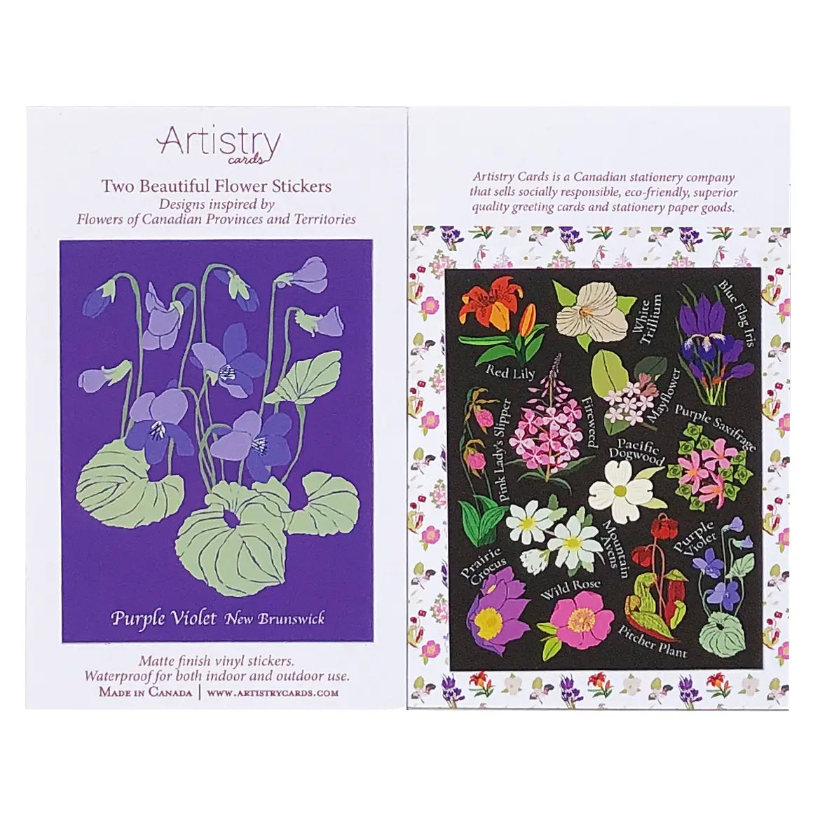 Flowers of Canada + Priovince/Territory Vinyl Stickers (2-Pack)