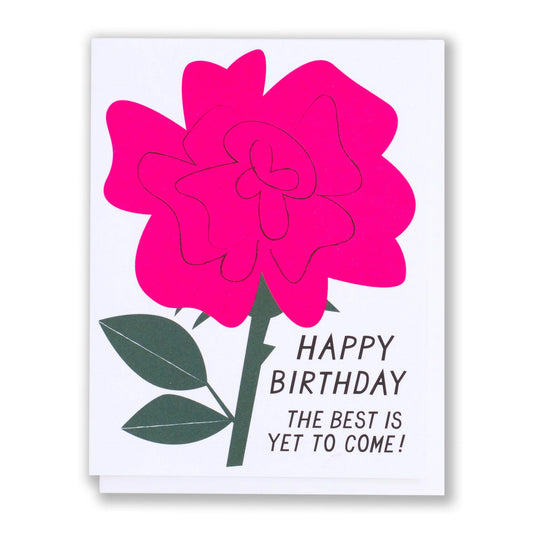 Card: Happy Birthday - Single Neon Rose