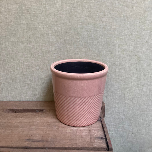 Ceramic Pot - Pink Diagonal