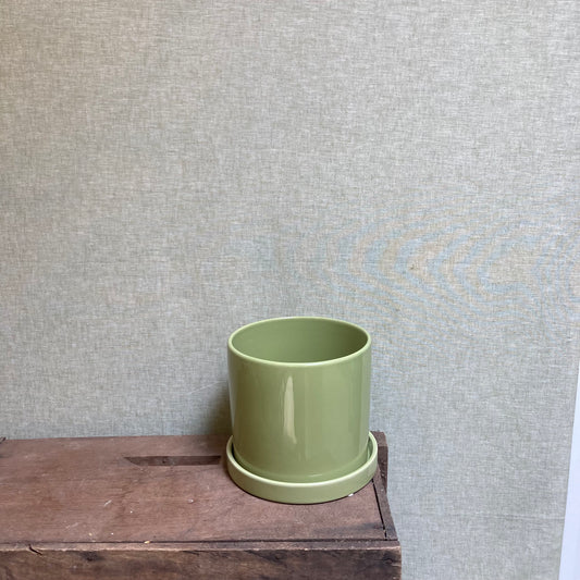Ceramic Pot - Green Bright with Saucer